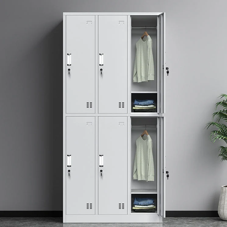 Contemporary Grey Storage Cabinet Metaal Cabinet Hinged Doors