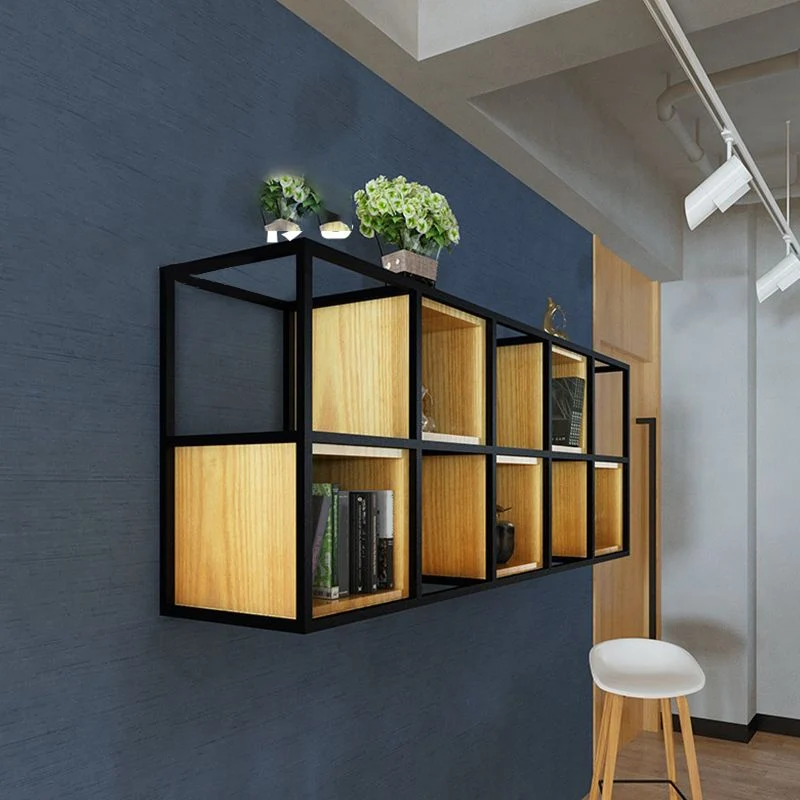 Contemporary Hout Bookcase Floating Natural Closed Back Bookshelf 35