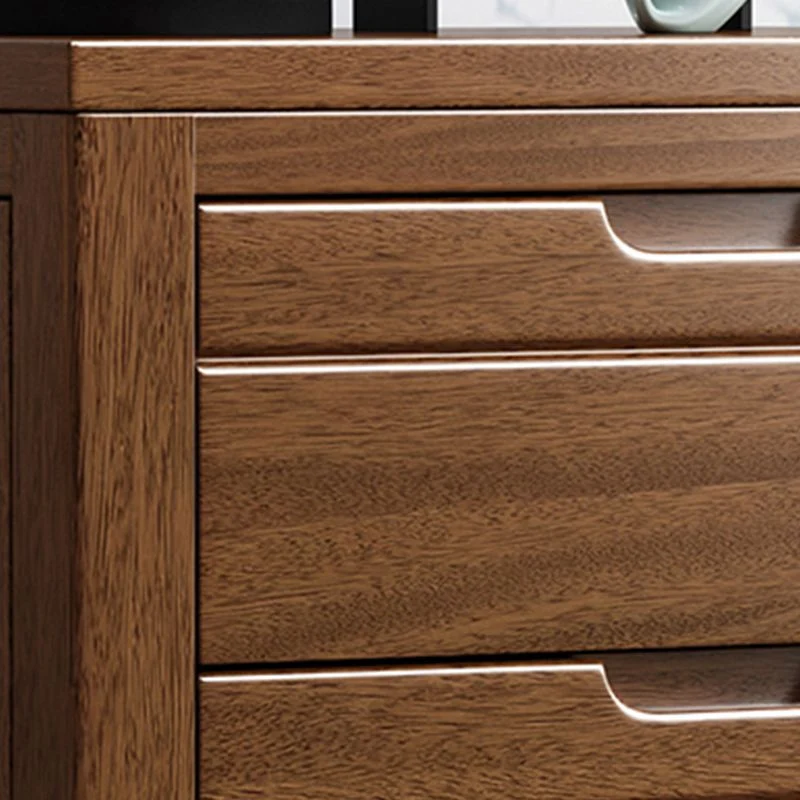 Contemporary Hout Storage Chest Vertical Chest Brown Drawers Red