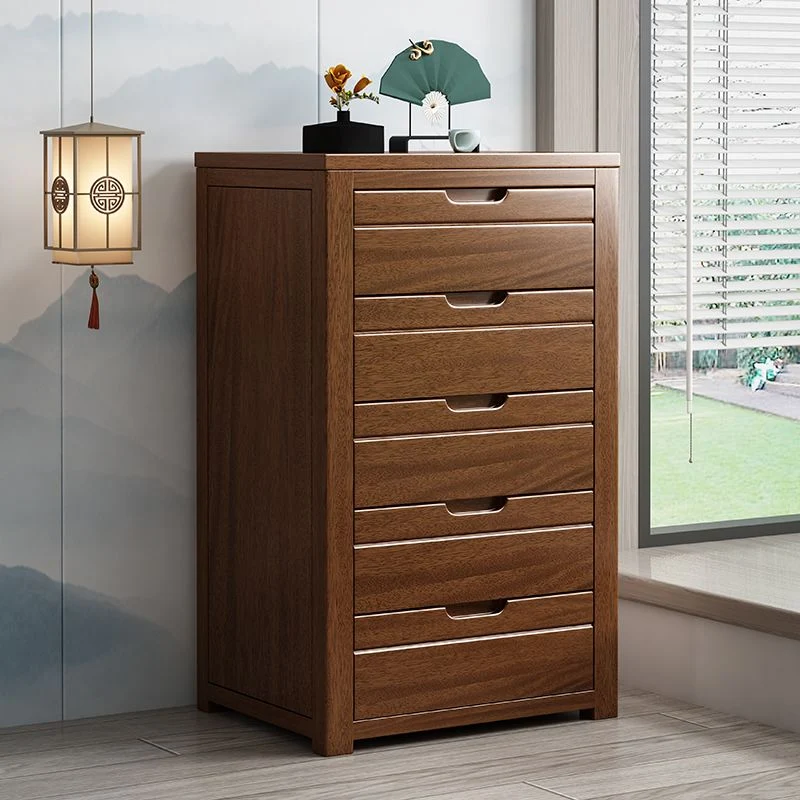 Contemporary Hout Storage Chest Vertical Chest Brown Drawers Red
