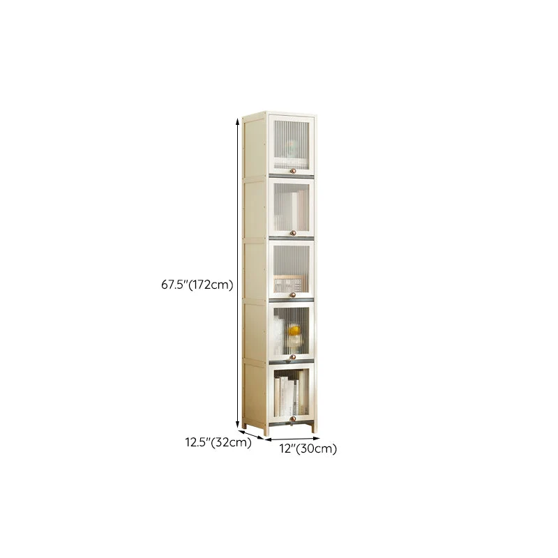 Contemporary Ivoor Cabinet Glass Doors and Legs Solid Wood 12l