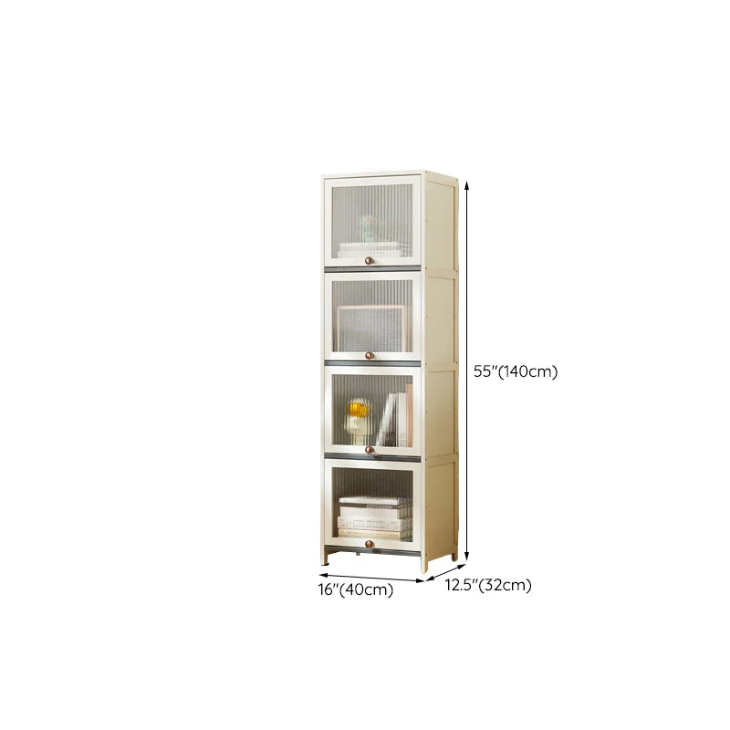 Contemporary Ivoor Cabinet Glass Doors and Legs Solid Wood 12l