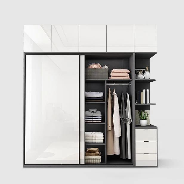 Contemporary Melkwit Storage Cabinet Mirrored Finish Cabinet Sliding Door 47l