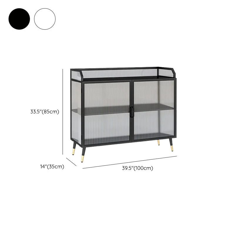 Contemporary Metal China Cabinet Glaswerk Doors Storage Cabinet Dining Room 31l