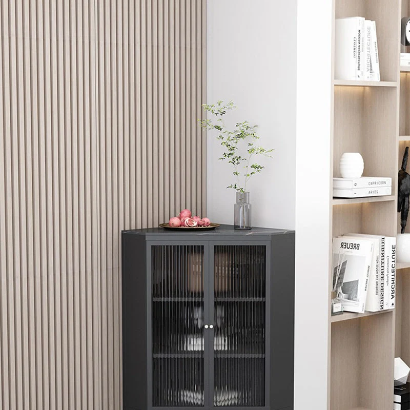 Contemporary Metal Display Stand Glaswerk Doors Hutch Cabinet Doors Dining Room Black