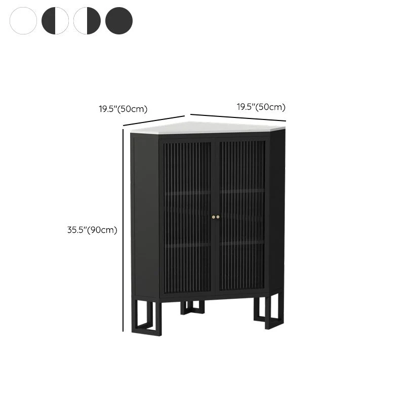 Contemporary Metal Display Stand Glaswerk Doors Hutch Cabinet Doors Dining Room Black