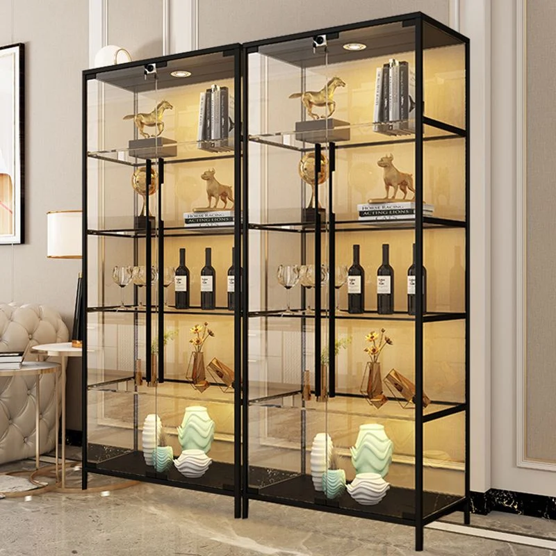 Contemporary Metalen Curio Cabinet Glass Doors Hutch Cabinet Doors Dining Room 19l