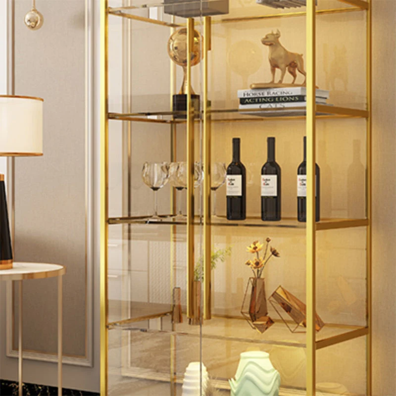 Contemporary Metalen Curio Cabinet Glass Doors Hutch Cabinet Doors Dining Room 19l