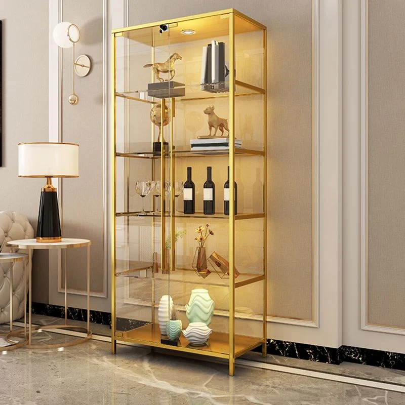 Contemporary Metalen Curio Cabinet Glass Doors Hutch Cabinet Doors Dining Room 19l
