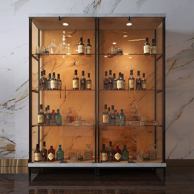 Contemporary Metalen Curio Cabinet Glass Doors Hutch Cabinet Doors Dining Room 19l