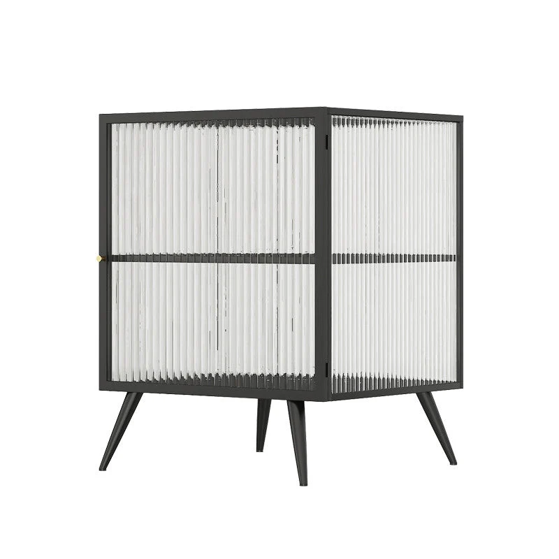 Contemporary Metalen Nightstand Lower Shelf Bedside Cabinet Door Bedroom White