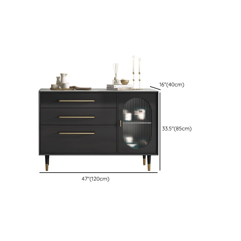 Contemporary Ravenzwart Dining Server Glass Doors Sideboard Cabinet Drawers 47l