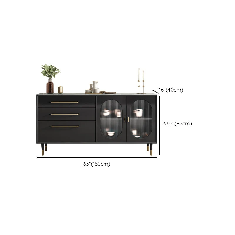 Contemporary Ravenzwart Dining Server Glass Doors Sideboard Cabinet Drawers 47l