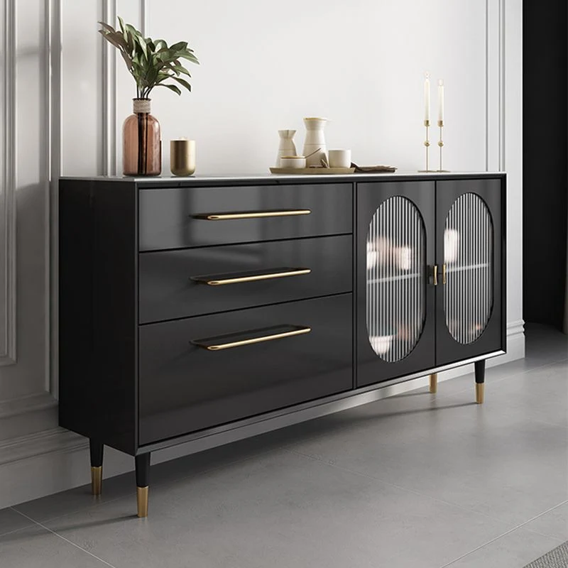 Contemporary Ravenzwart Dining Server Glass Doors Sideboard Cabinet Drawers 47l