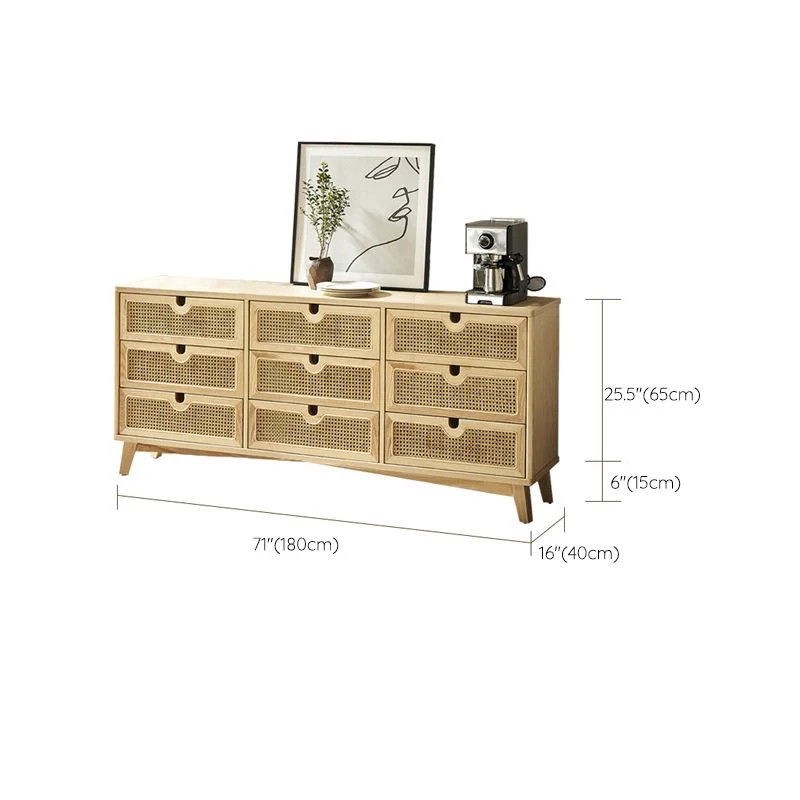 Contemporary Solid Wood Chest Drawers and Hout Legs Natural
