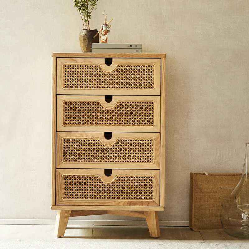 Contemporary Solid Wood Chest Drawers and Hout Legs Natural