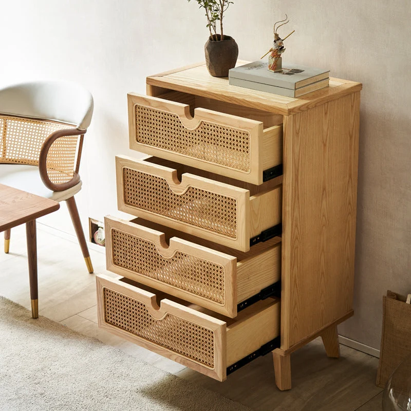 Contemporary Solid Wood Chest Drawers and Hout Legs Natural