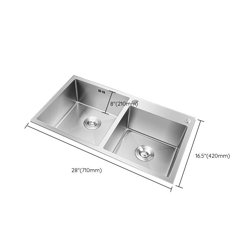 Contemporary Stainless Steel Kitchen Sink Tweevoudig Basin Sink Drain Assembly 28l