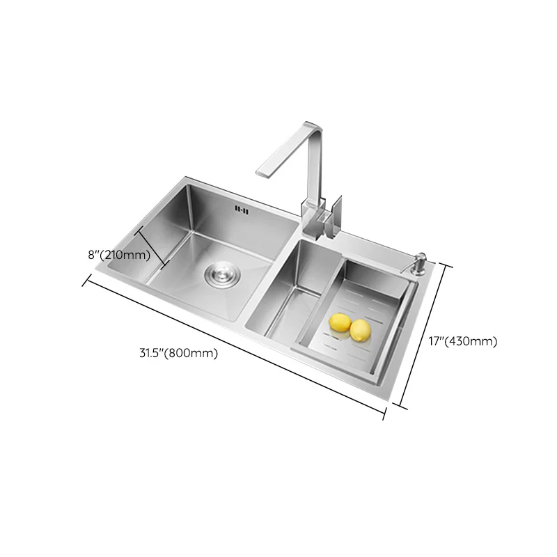 Contemporary Stainless Steel Kitchen Sink Tweevoudig Basin Sink Drain Assembly 28l
