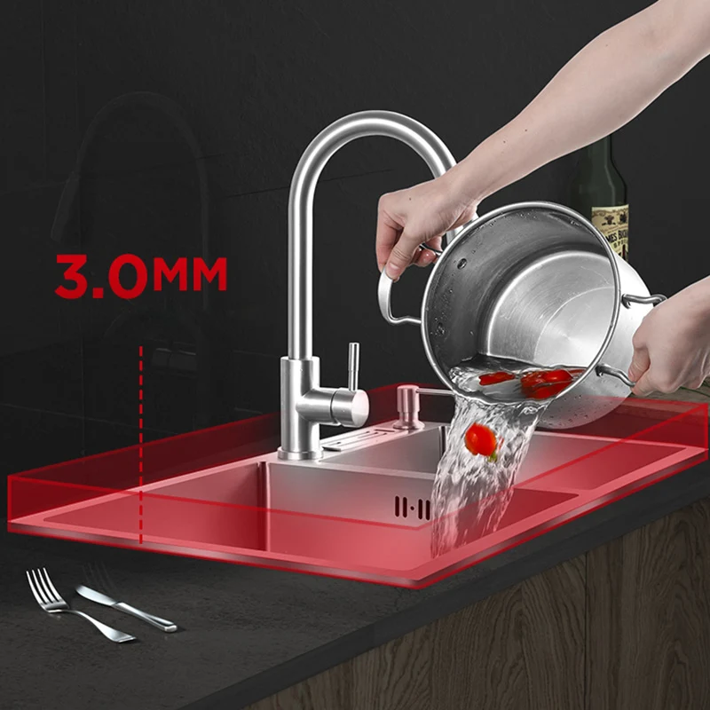 Contemporary Stainless Steel Kitchen Sink Tweevoudig Basin Sink Drain Assembly 28l