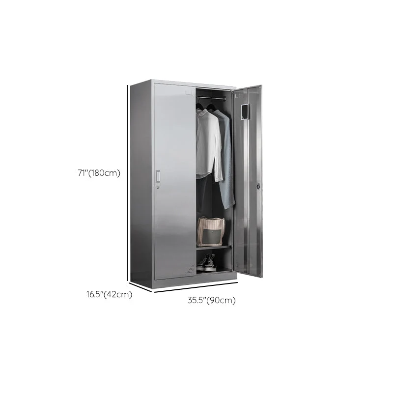 Contemporary Steel Indoor Cabinet Zilver Storage Cabinet Hinged Doors