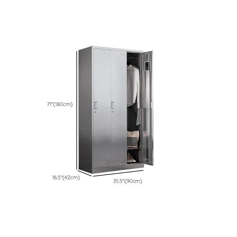 Contemporary Steel Indoor Cabinet Zilver Storage Cabinet Hinged Doors