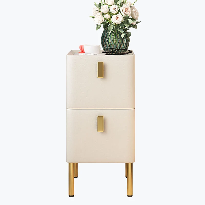 Contemporary Stone Bedside Cabinet 2 Wood Drawers Bedroom 10l