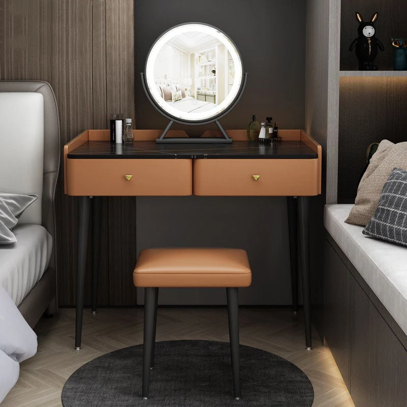 Contemporary Stone Top Make-up Vanity 2 Storage Drawers 31