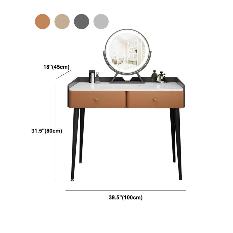 Contemporary Stone Top Make-up Vanity 2 Storage Drawers 31