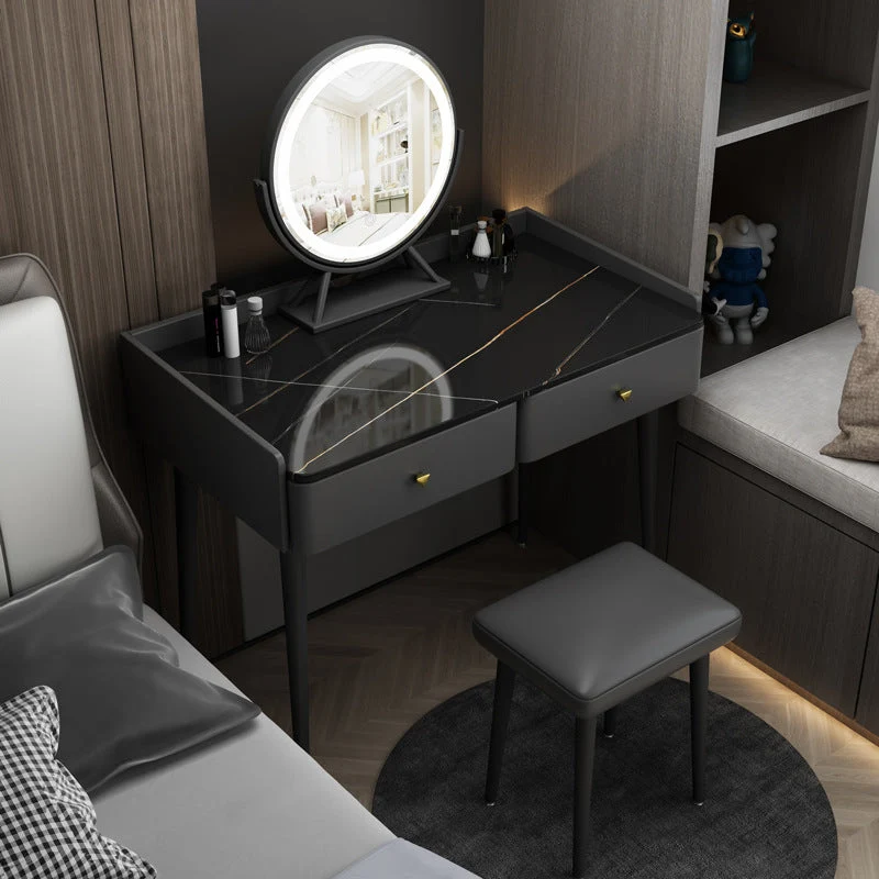 Contemporary Stone Top Make-up Vanity 2 Storage Drawers 31