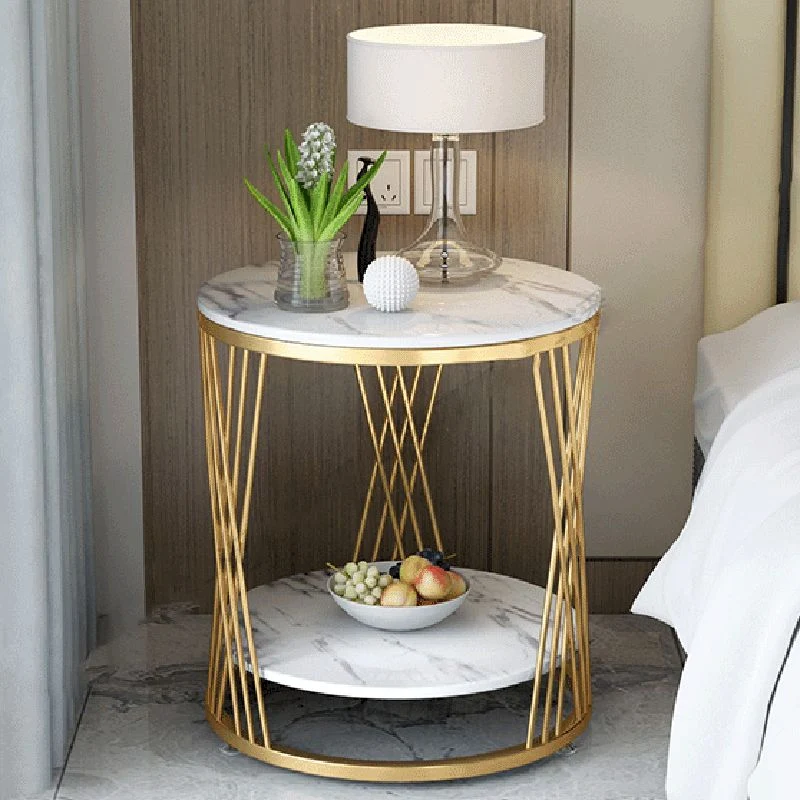 Contemporary Storage Frame End Table Round End Table Slate Top 16l