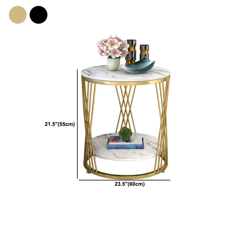 Contemporary Storage Frame End Table Round End Table Slate Top 16l