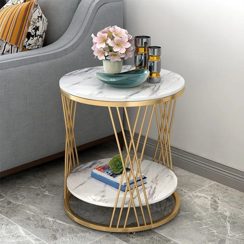 Contemporary Storage Frame End Table Round End Table Slate Top 16l