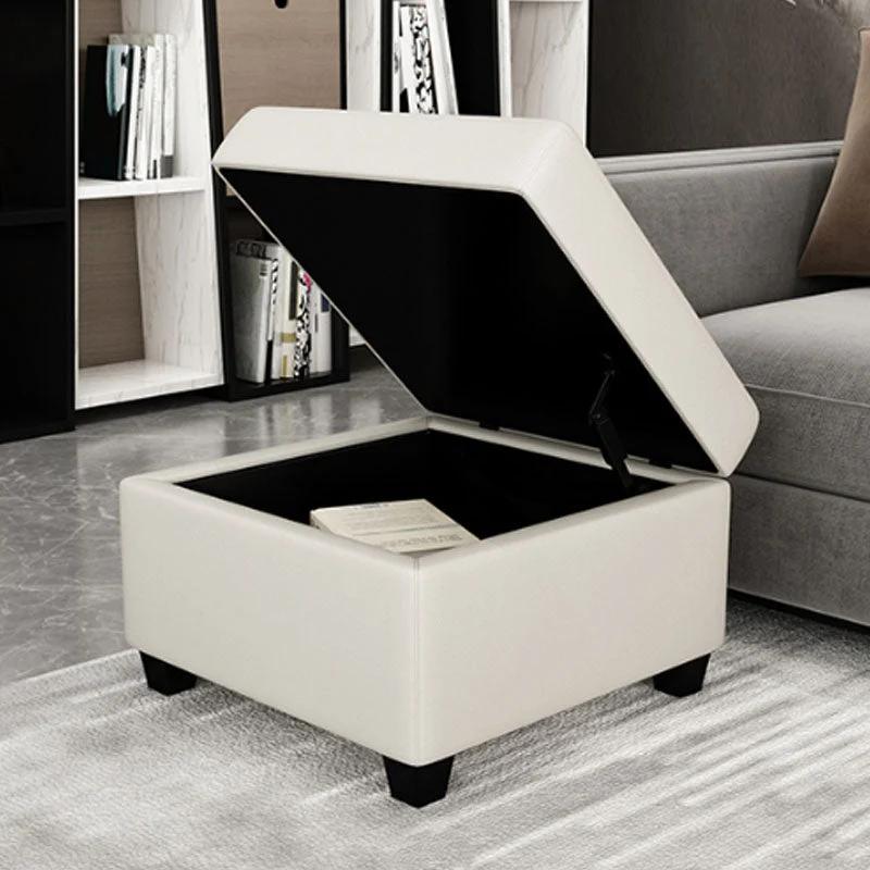Contemporary Storage Ottomans Square Natuurleer Storage Ottomans Legs Black