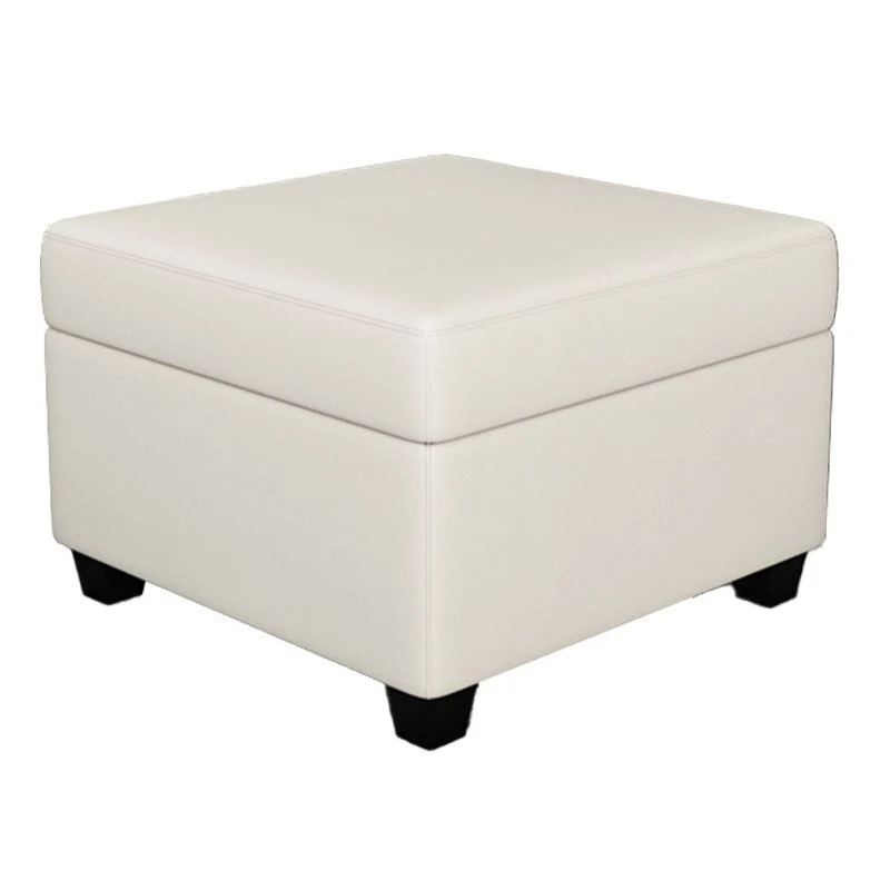 Contemporary Storage Ottomans Square Natuurleer Storage Ottomans Legs Black