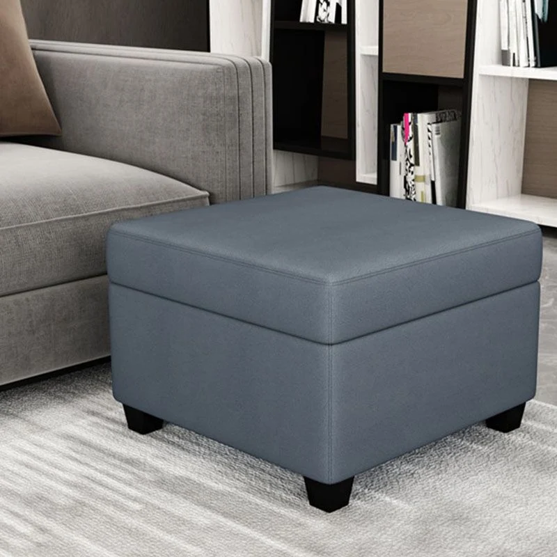Contemporary Storage Ottomans Square Van leer Storage Ottomans Legs Black