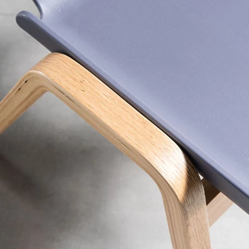 Contemporary Style Dining Chairs Armless Chairs Kitchen Hout Legs Navy