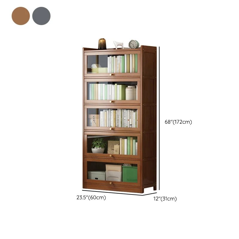 Contemporary Van bamboe Bookcase Closed Back Bookshelf Shelves Study Room 24l
