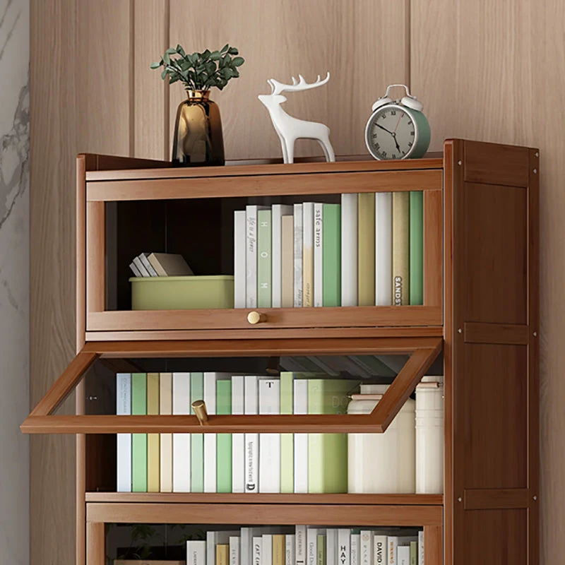 Contemporary Van bamboe Bookcase Closed Back Bookshelf Shelves Study Room 24l