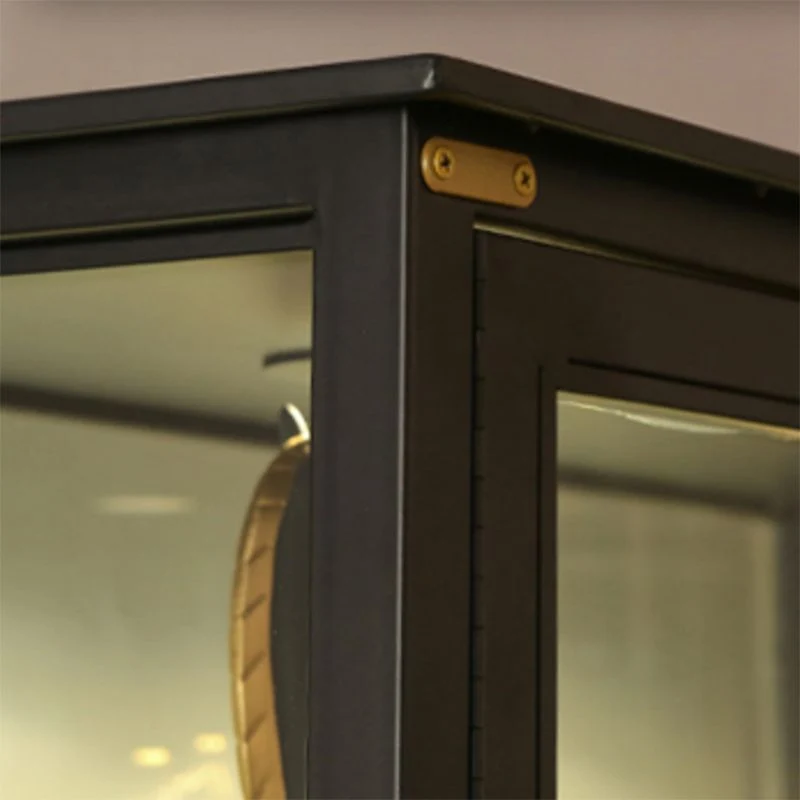 Contemporary Van metaal Curio Cabinet Glass Doors Hutch Cabinet Lighting 31l