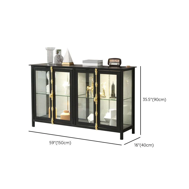 Contemporary Van metaal Curio Cabinet Glass Doors Hutch Cabinet Lighting 31l