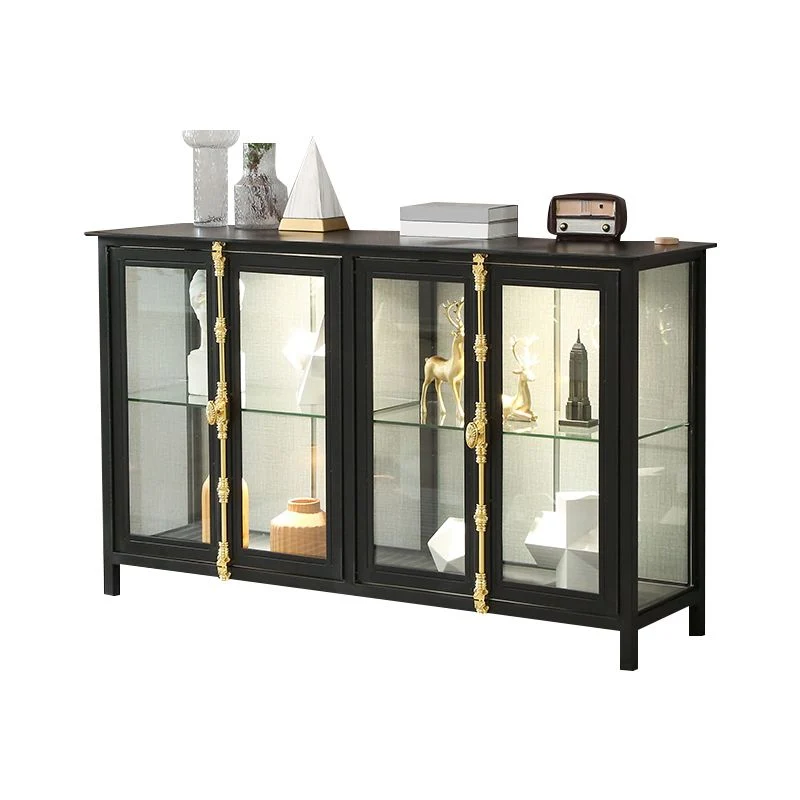 Contemporary Van metaal Curio Cabinet Glass Doors Hutch Cabinet Lighting 31l