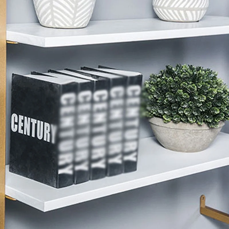 Contemporary Wall Unit Bookshelf Ijzer Frame Manufactured Wood Shelf 23