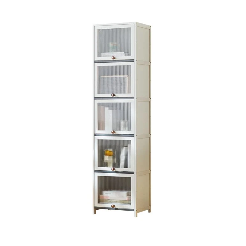 Contemporary White Cabinet Glass Doors and Legs Uni Wood 12l