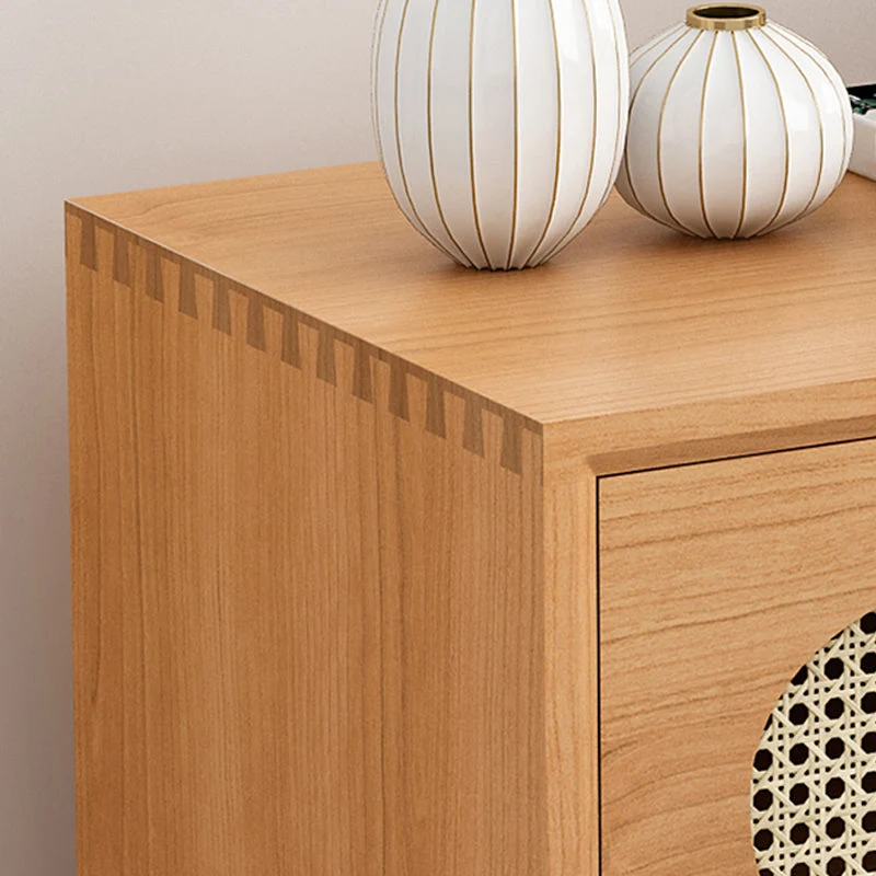 Contemporary Wood Bedside Cabinet Antique Finish Bed Nightstand Nut