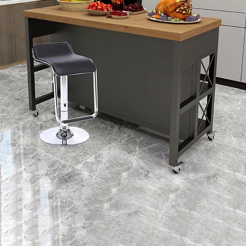 Contemporary Wood Kitchen Trolley Stationary Kitchen Island Table Open Storage 47l