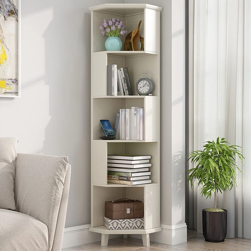 Corner Contemporary Bookshelf Hout Closed Back Bookcase Shelves 16l