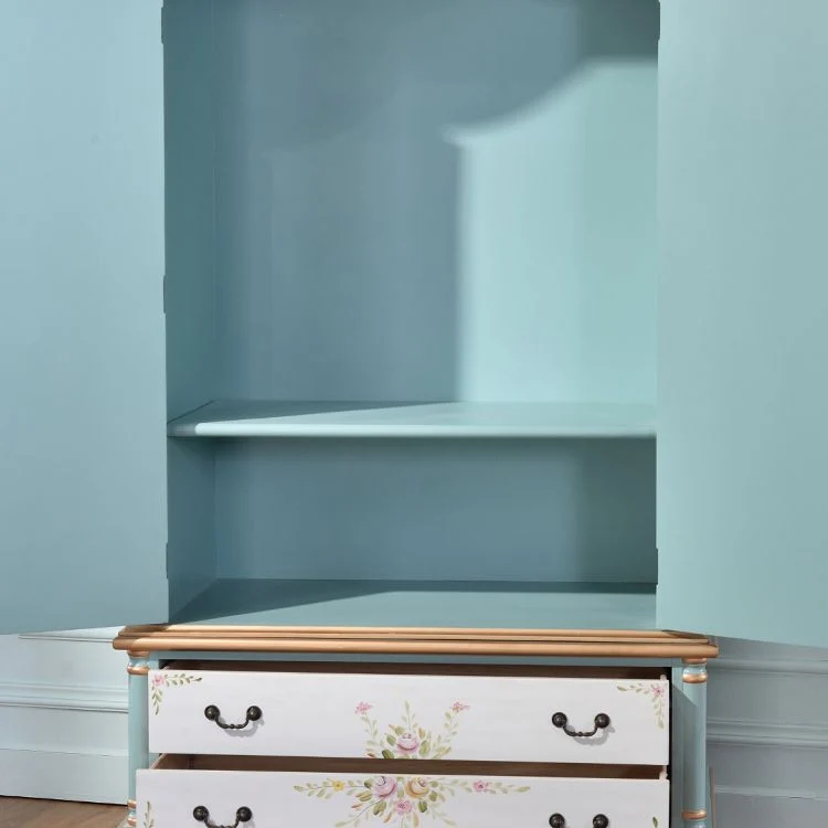 Doffe Finish Wood Cabinet Garment Rod Coastal Storage Cabinet Hinged Doors Aqua