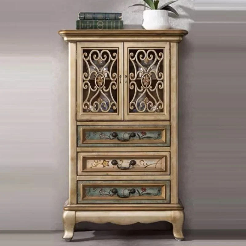 Door Cabinet Mid Century Distressed Stevig Wood Storage Cabinet Drawers 25