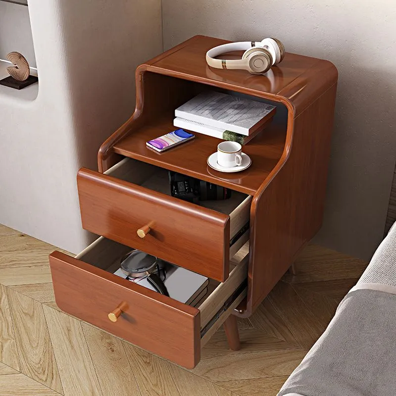 2 Drawers 1 Shelf Night Table Eigentijds Solid Wood Nightstand Legs ,23.6" Tall White
